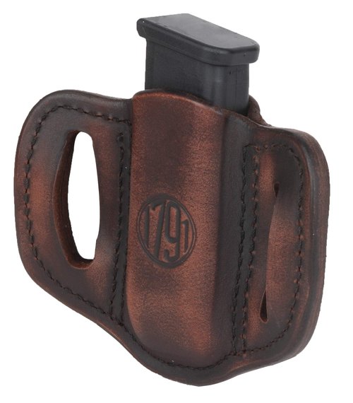 1791 GUNLEATHER Single Mag Holster for Double Stack Mags, OWB Magazine Pouch for Belts Available in Stealth Black, Classic Brown, Black & Brown and Signature Brown (Vintage Brown)