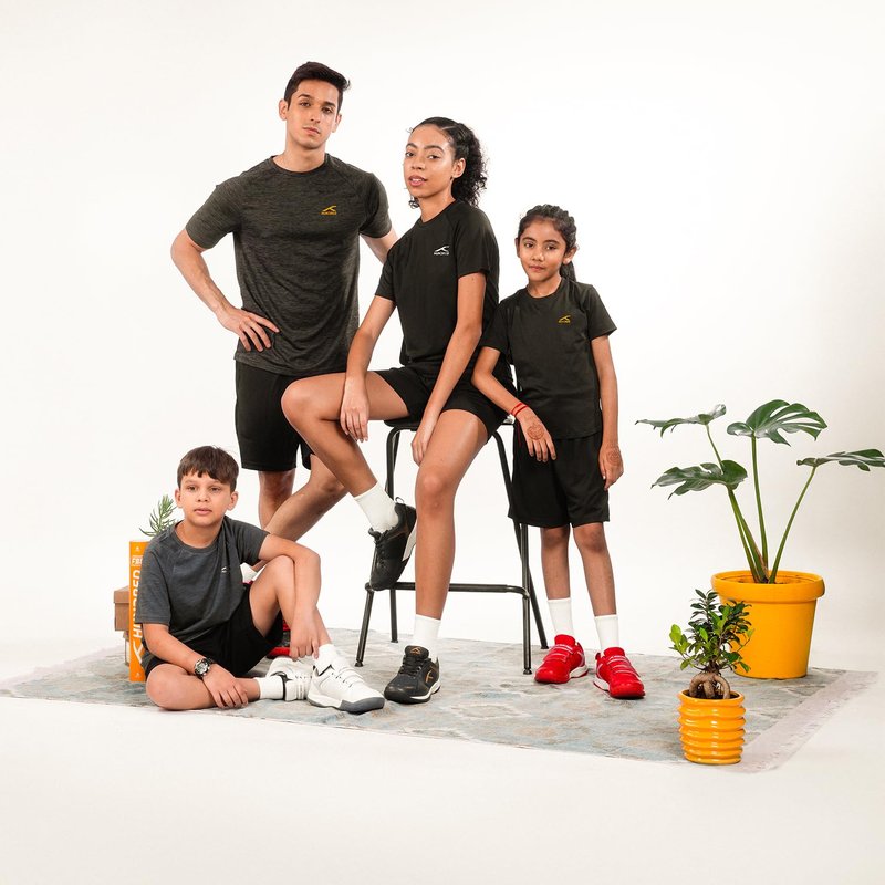 Hundred Court Star Kids Badminton Sports Shoes(Non Marking) | Black-Gold | 3US/2UK/36EU | Lightweight & Durable | X-Cushion Protection | Paddle Pickle | Velcro Closure