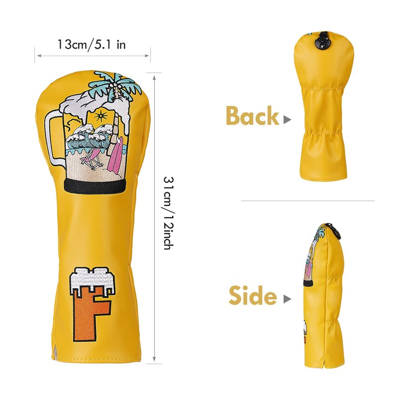 Craftsman Golf Beach Palm Tree Beer Yellow Leather 3 5 Fairway Wood Headcover Head Cover