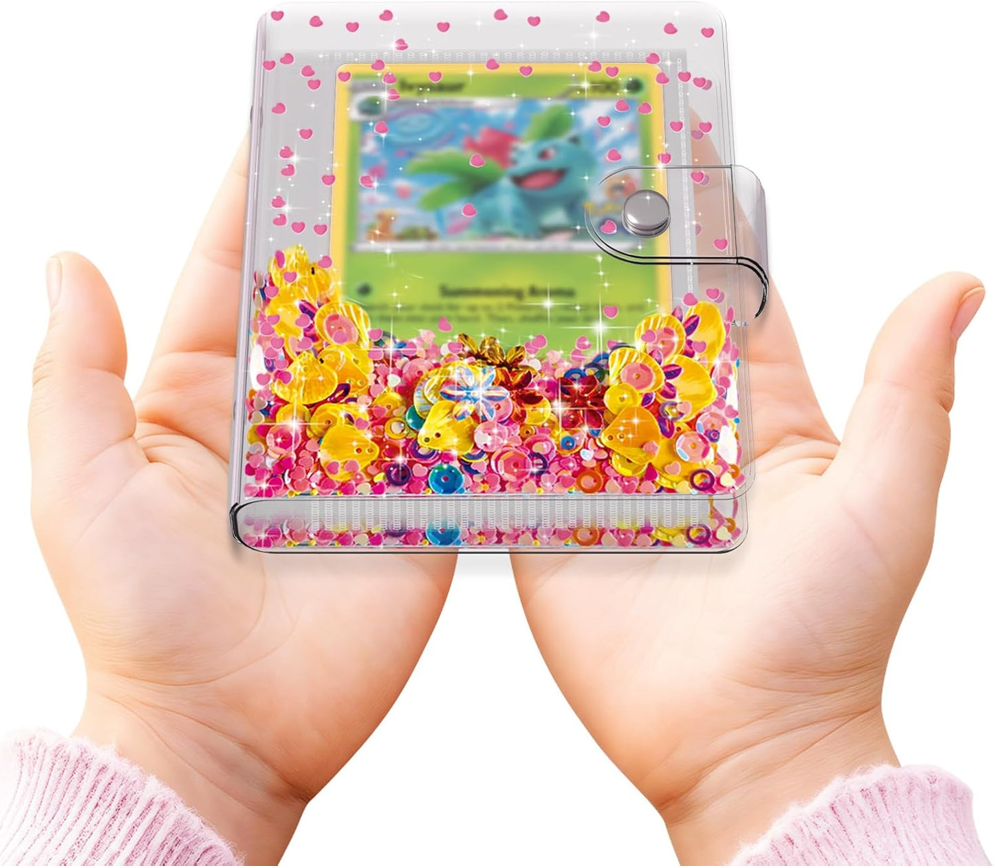 Transparent Pink Card Binder for Pokémon | Cute Trading Card Album for Kids - Holds 60 Cards