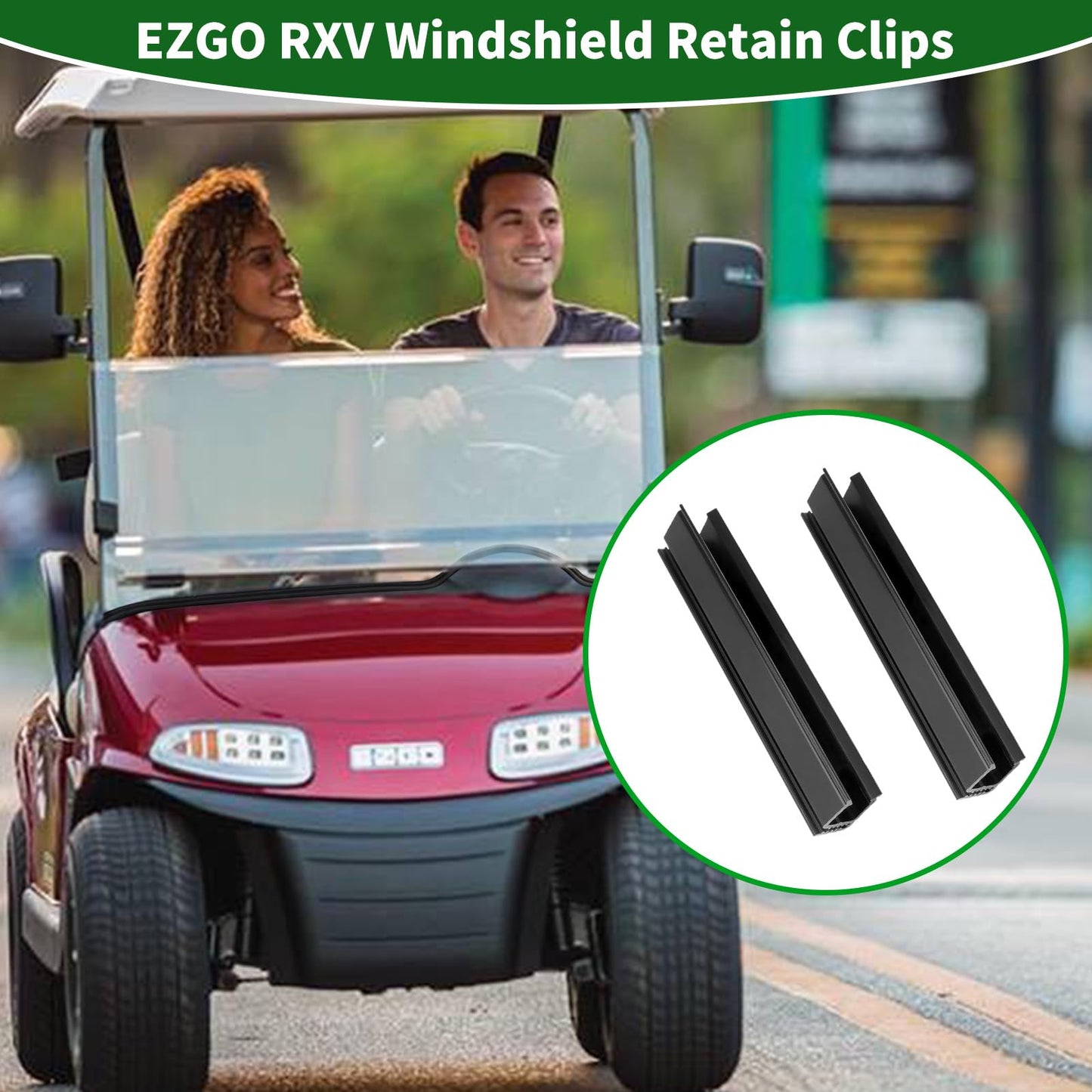 Cartalia Golf Cart Windshield Retaining Clips 1.3-inch Width, 14-inch Length for EZGO RXV 2008-up, Windshield Mounting Sash Clips Replacement Only Fit 1-1/4" Front Struts Square Rail OEM# 603852