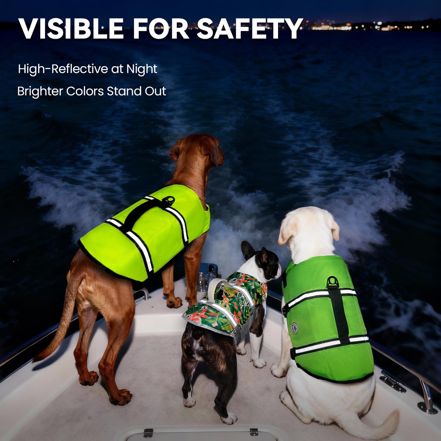 VIVAGLORY Dog Life Vest Rip Stop Dog Swim Vest, M, Bright Yellow