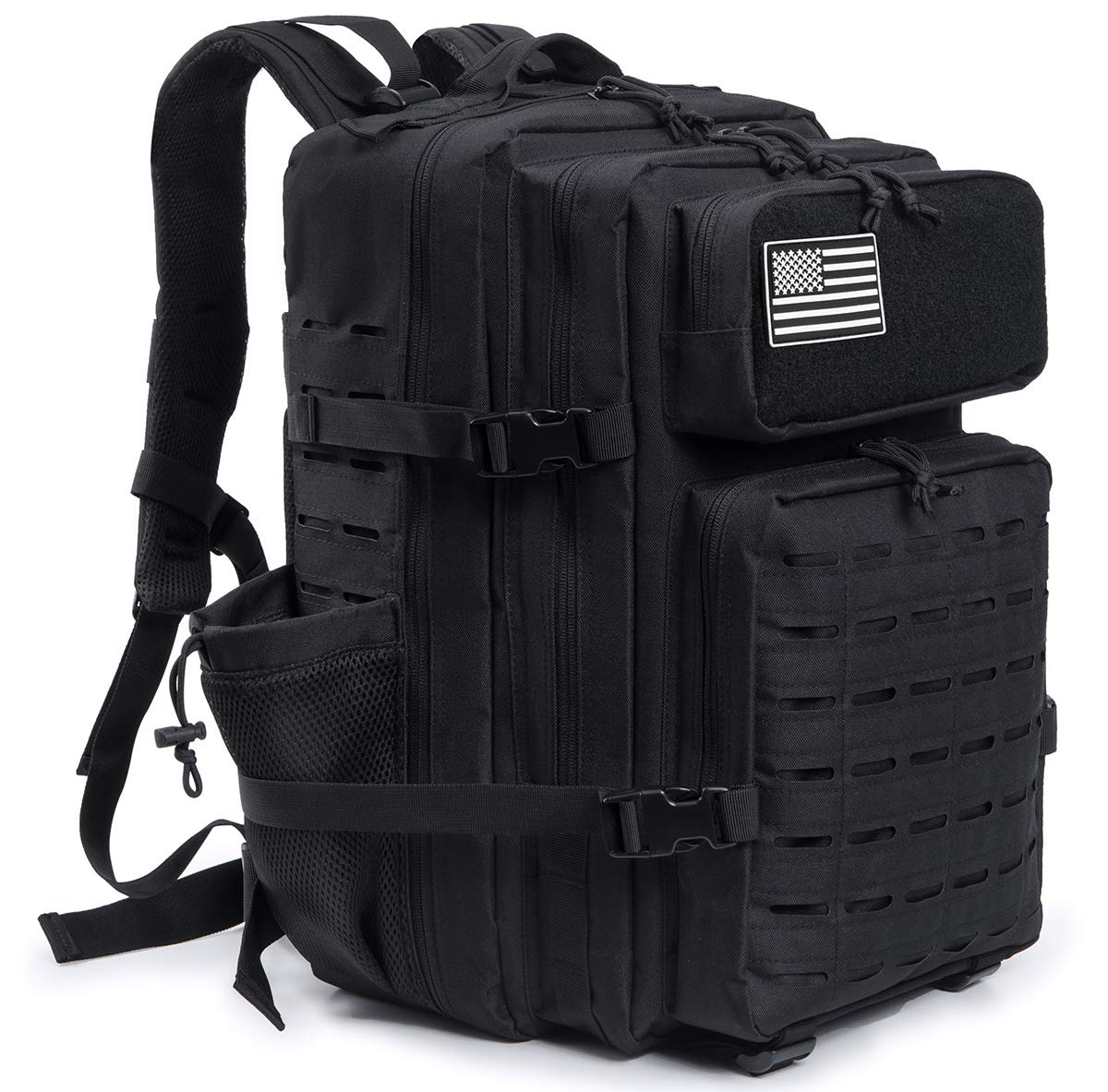 QT&QY Military Tactical Backpacks For Men Molle Daypack 45L Large 3 Day Bug Out Bag Hiking Rucksack With Bottle Holder