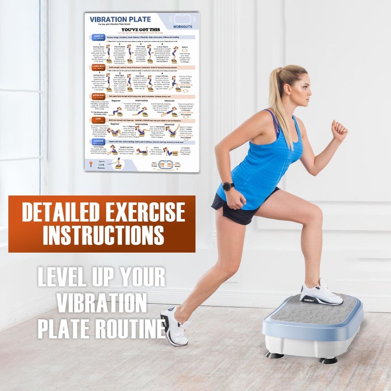 Vibration Plate Workout Poster - Comprehensive Guide for Full-Body Fitness | Large 27" x 19" Size