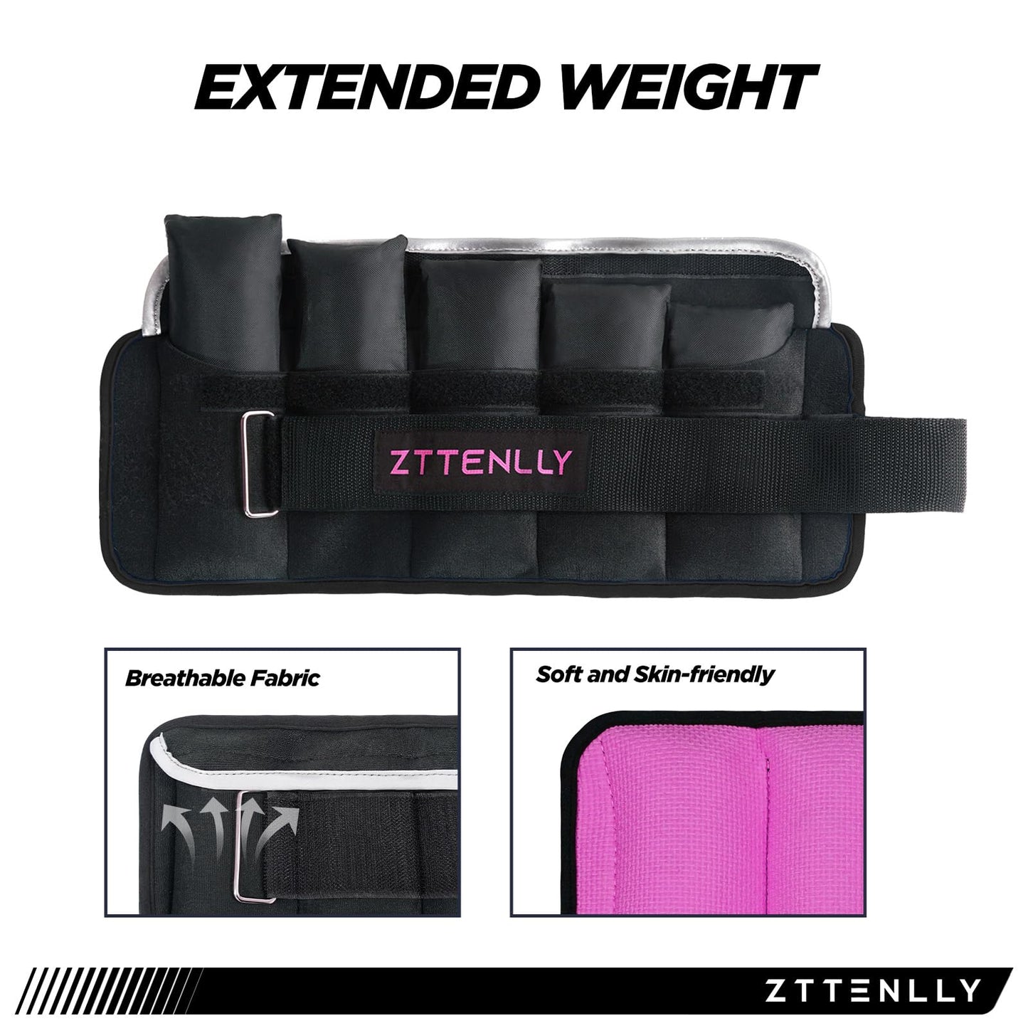 ZTTENLLY 5/10/15/18/20lbs Pair Adjustable Ankle Weights with Carry Bag Sets for Women Men Kids To Running, Walking, Fitness Training, Yoga,