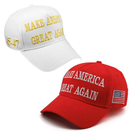 Nigua MAGA Hat, 2PCS 45-47 Trump 2024 Hat Make America Great Again Slogan Baseball Cap