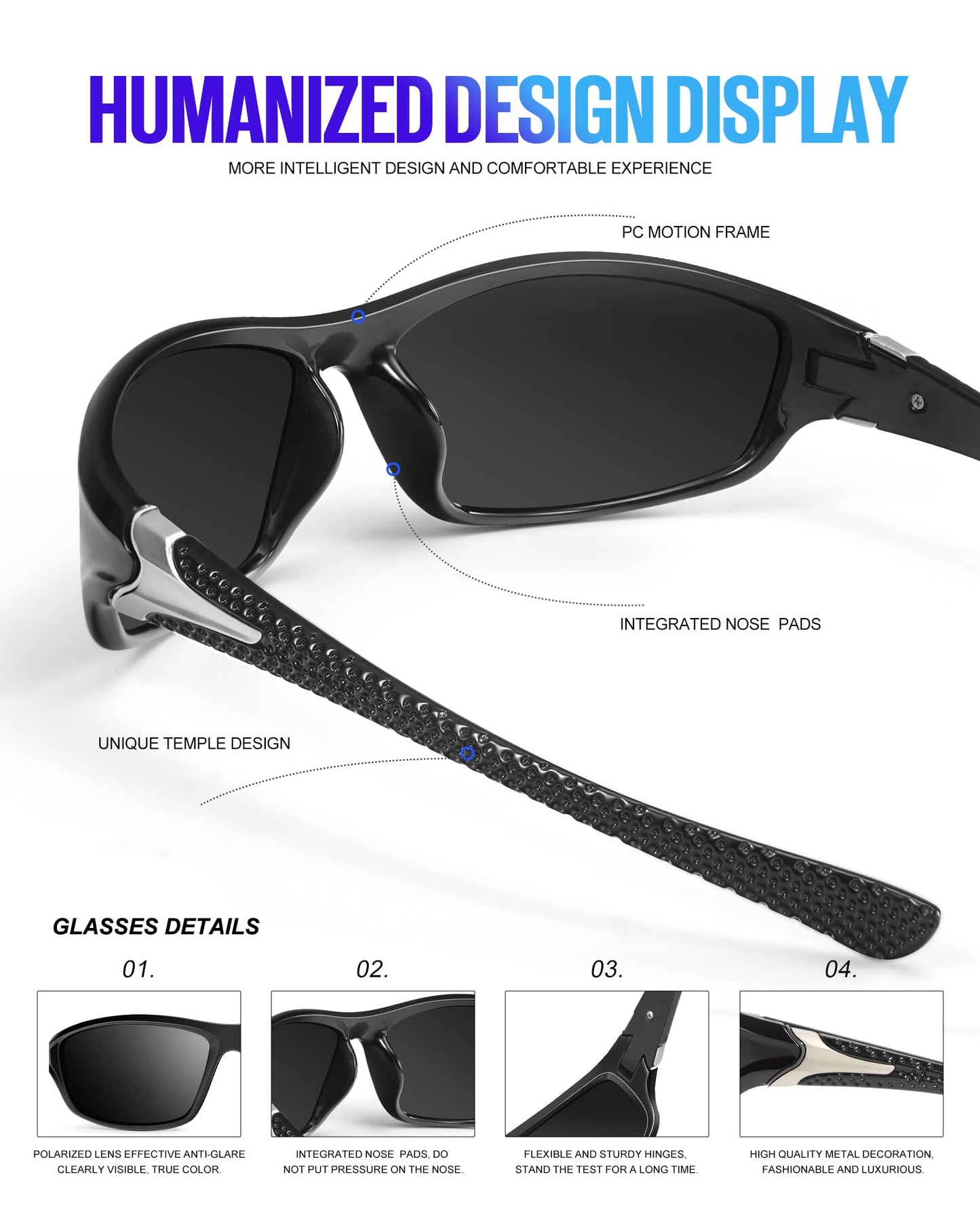 KALIYADI Polarized Sunglasses-Men Sports Sun-glasses: Mens Sunglasses Polarized UV Protection for Fishing Driving Cycling