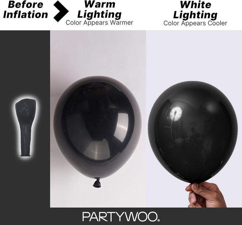 Black Balloons Arch Kit - 155 Pcs in 5 Sizes for Baby Showers, Birthdays & Anniversaries | Elegant Black Decor