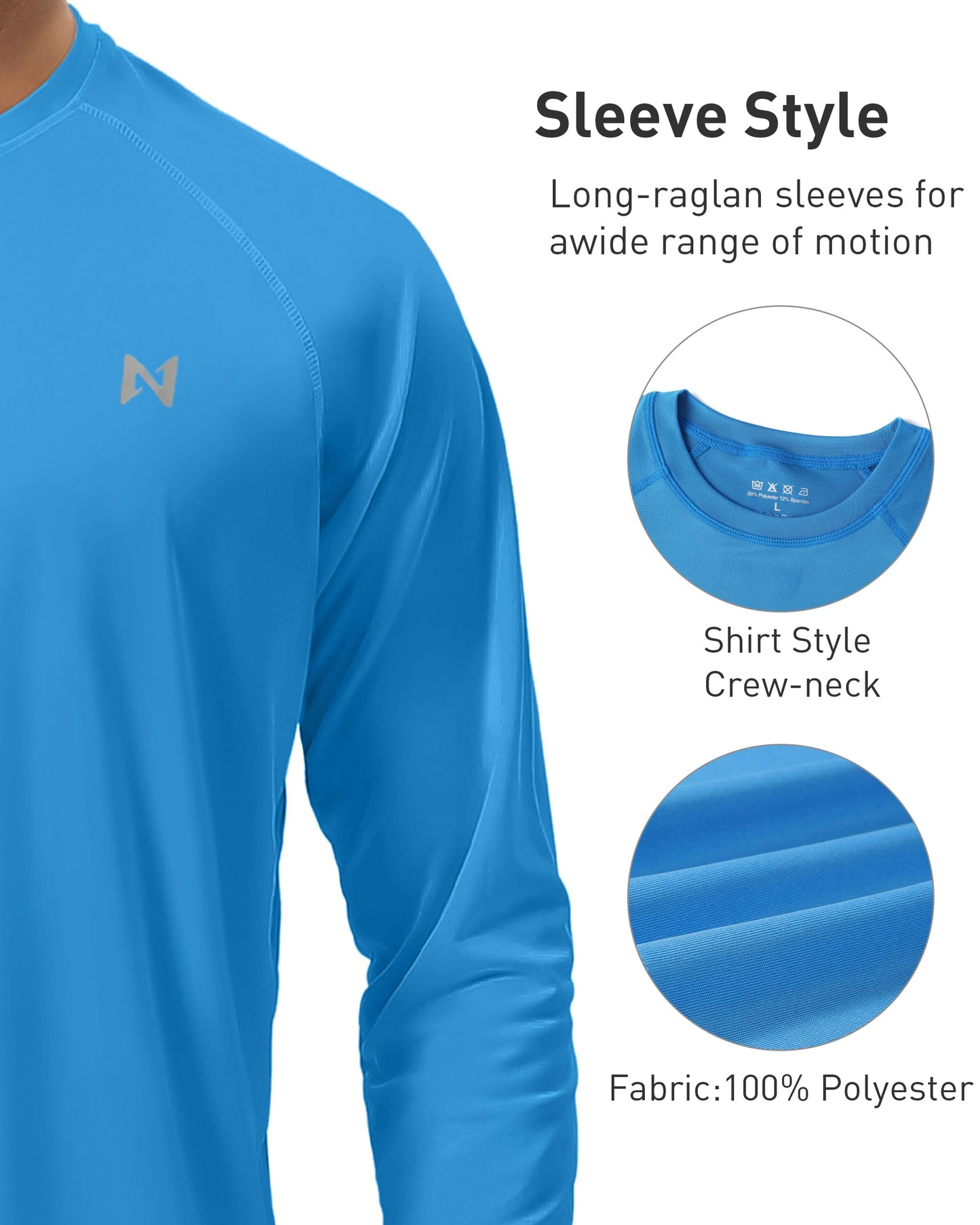 isnowood Sun Protection Shirts for Men, UPF 50+ Long Sleeve, UV Quick Dry Rash Guard Swim Shirt for Fishing Hiking Running