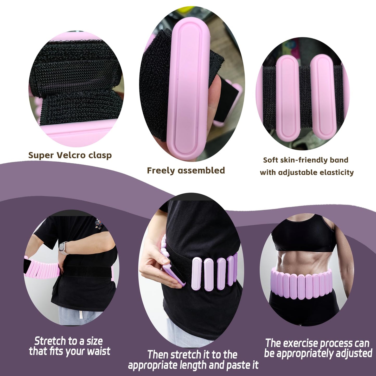 BBK Up to 5 LBS Adjustable Weighted Belt For Women and Men, Weighted Walking Exercise Belt for Gym, Strength Training, Wrist & Ankle (Pink)
