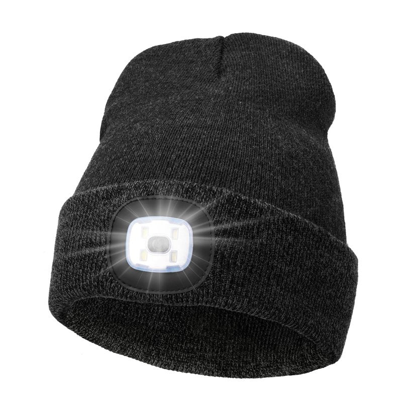 MELASA Unisex Hat with Light, USB Rechargeable Hands Free Headlamp LED Beanie, Winter Gifts for Men Dad Father Husband Him
