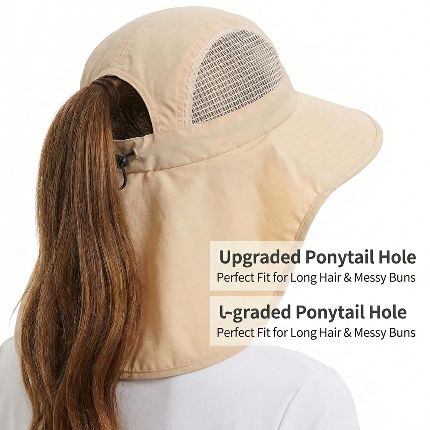 Womens UV Sun Protection Fishing Hat Foldable Waterproof Hiking Hat Women Neck Flap Wide Brim Gardening Hat with Ponytail Hole for Women Pink