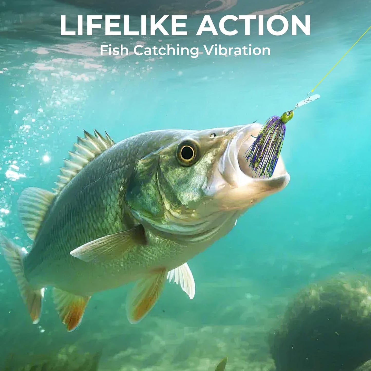 MadBite Bladed Jig Fishing Lures - Irresistible Vibrating Action, Multi-Color Kits | 3/8 oz & 1/2 oz Sizes with Storage Box