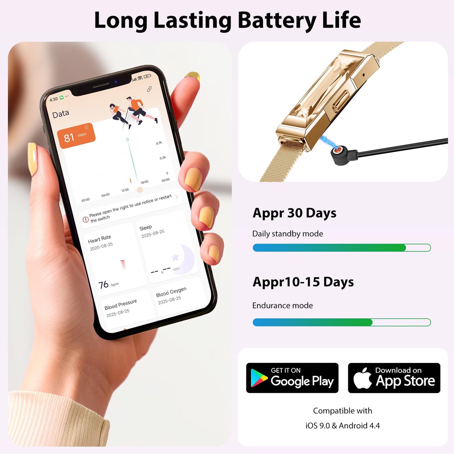 Lgnitek Activity Tracker for Women, Health and Fitness Wearable with 24/7 HRV/Heart Rate/SPO₂/Sleep Monitor and 35 Sports Modes, Menstrual Cycle Insights IP68 iOS Android