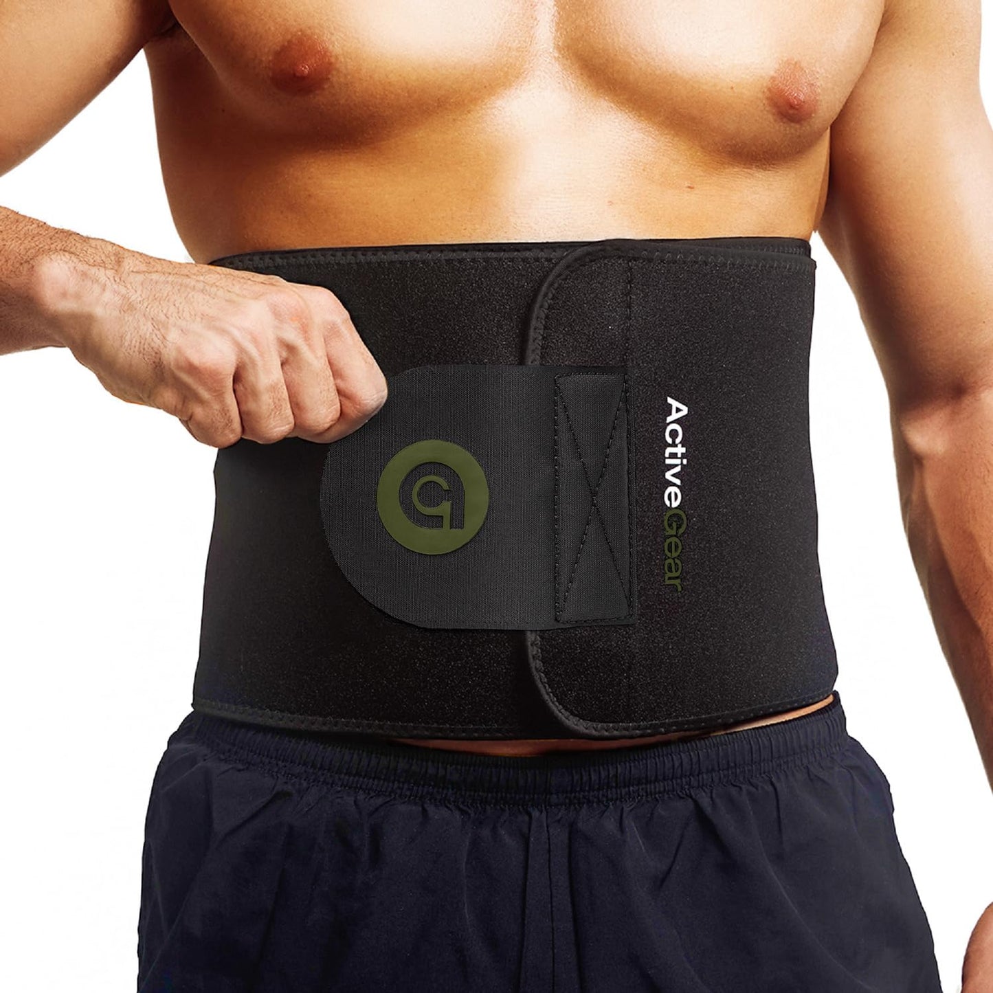 ActiveGear Waist Trimmer Belt with Back Support, Large: 9"x46" - Army Green