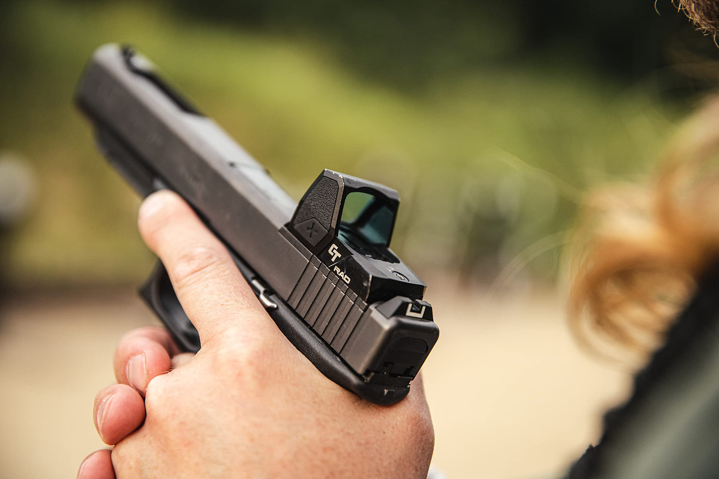 Crimson Trace RAD Open Reflex Pistol Sight with 5 MOA LED Green Dot Reticle, Adjustable Brightness, and Auto Shut-Off Function for Full Size Handguns, Defensive Shooting and Competition,Black