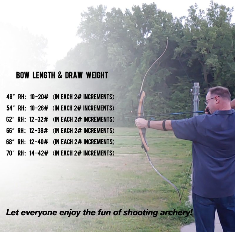 Recurve Bow and Arrows Kit for Beginners | 48-70 Inch Wooden Takedown Archery Set for Adults & Youth
