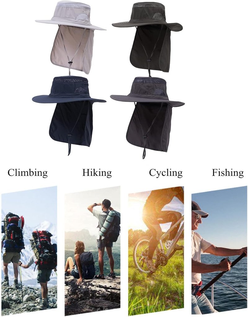UV 50+ Sun Protection Hat - Wide Brim Bucket Hat for Outdoor Sports | Fishing Hat with Neck Flap