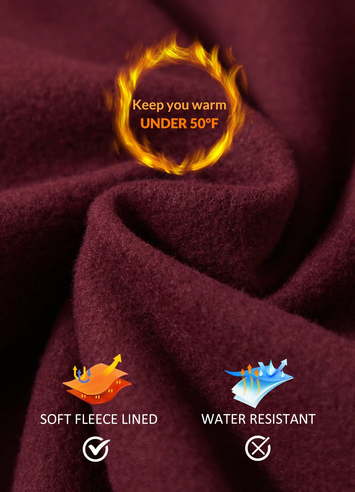 baleaf Winter Clothing for Women Leggings Fleece Lined Tights Thermal Warm Thick Yoga Pants Cold Weather Gear Ruby Wine S
