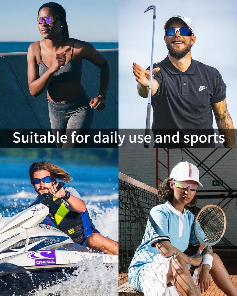 Rosemal Polarized Sunglasses for Men Women, Sport Sunglasses, UV400 Protection, Anti-Slip/Anti-Fog for Running, Cycling, Fishing