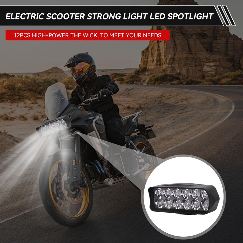 Frdhee Motorcycle LED Light, Universal High Brightness 12V-80V Electric Tricycle LED Light Headlights Conversion Light for Motorcycle, Electric Bike, Tricycle(16LED)