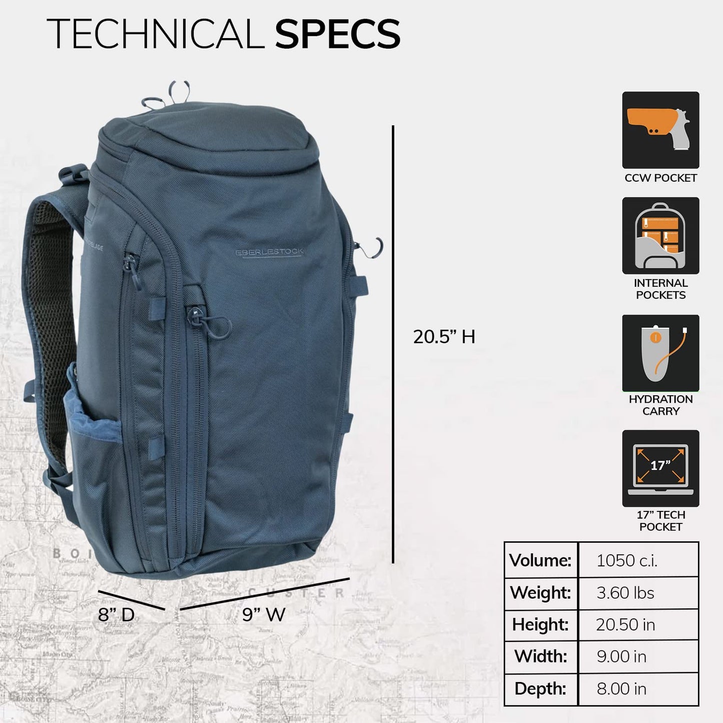 Eberlestock Switchblade Pack - Low Profile Tactical EDC Backpack for Maximum Space and Organization (Blue)