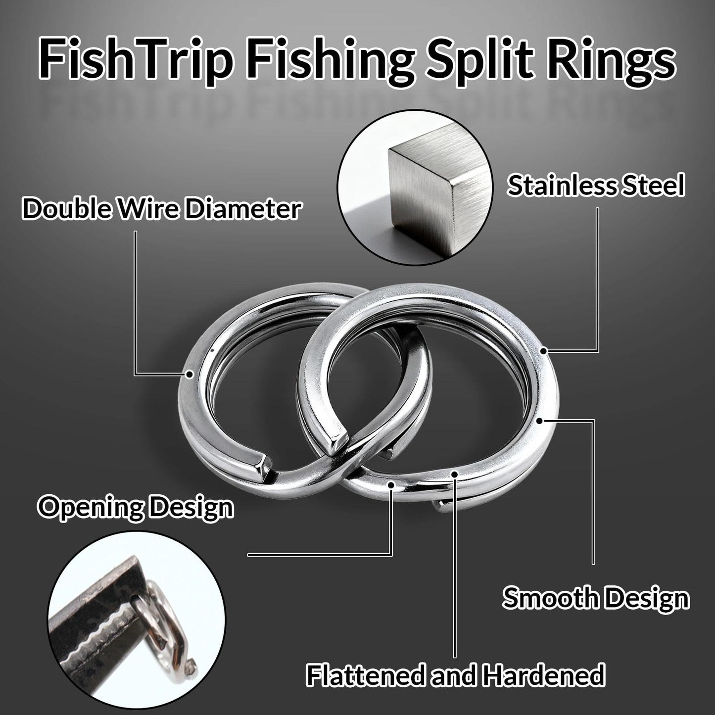 FishTrip 50/100/200Pcs Fishing Split Rings Heavy Duty for Saltwater