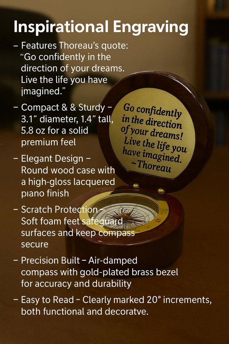 Engravable Executive Navigator Desk Compass | Personalized Leadership, Manager, or Mentor Thank You Gift | Bulk Custom Business Gifts for New Clients or Employee Appreciation (Go Confidently)