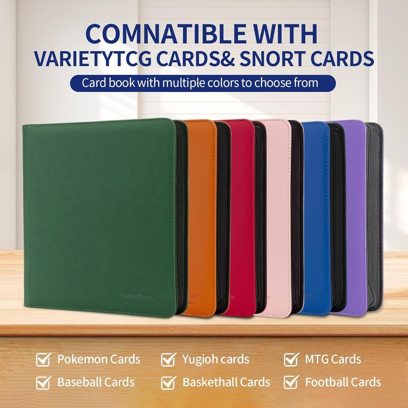 Card Binder - 1024 Capacity Zippered Trading Card Holder | Acid-Free, Durable Storage for MTG & Sports Cards (Green Dots, 16 Pocket)