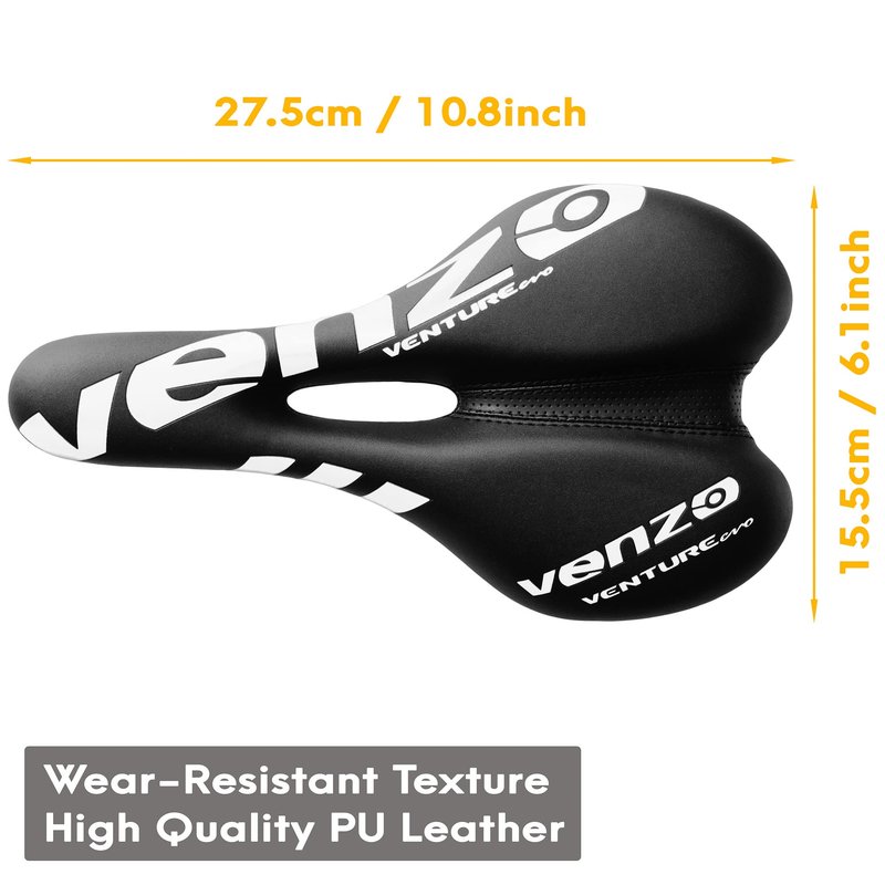 Venzo Comfortable Bike Bicycle Saddle Seat - for MTB, Road, Exercise, Trekking, Folding, Hybrid & Cruiser Bikes - XC Saddle Seat - White