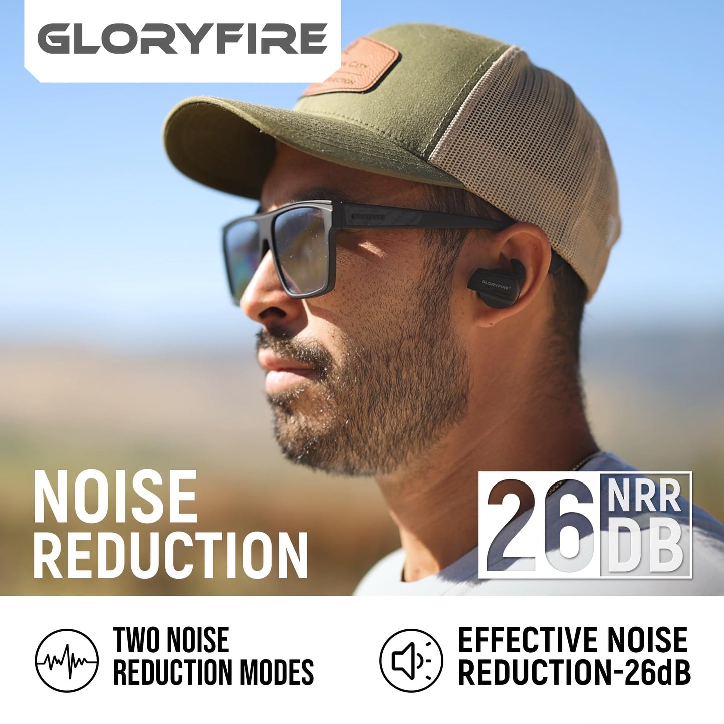 GLORYFIRE Shooting Ear Protection Earplugs, Hearing Protection Earbuds for Noise Reduction(Matte Black)