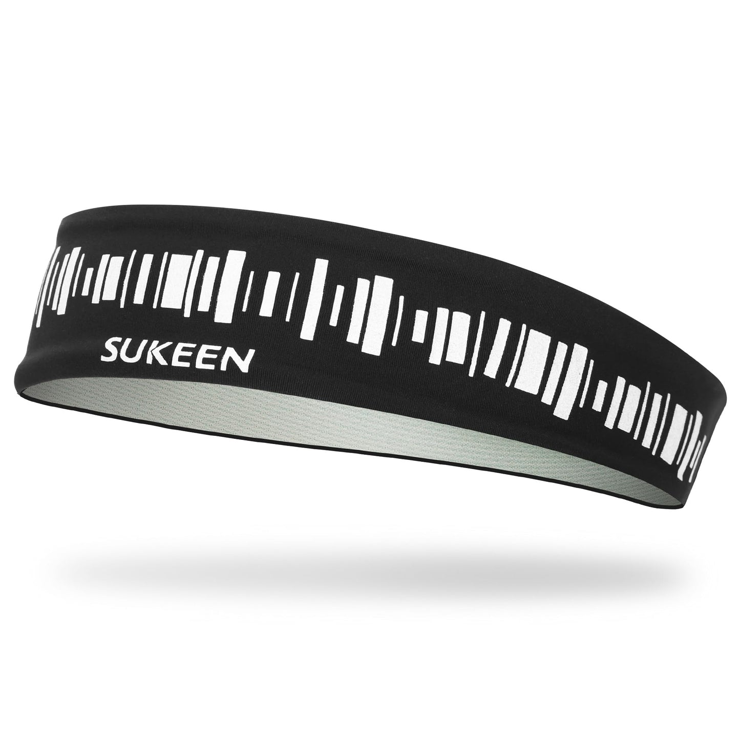 Sukeen Cooling Headbands for Men, Moisture Wicking Sweat Band Sweatbands, Reflective Running Headband, Non Slip Sports Workout Headband for Gym, Fitness, Exercise, Black