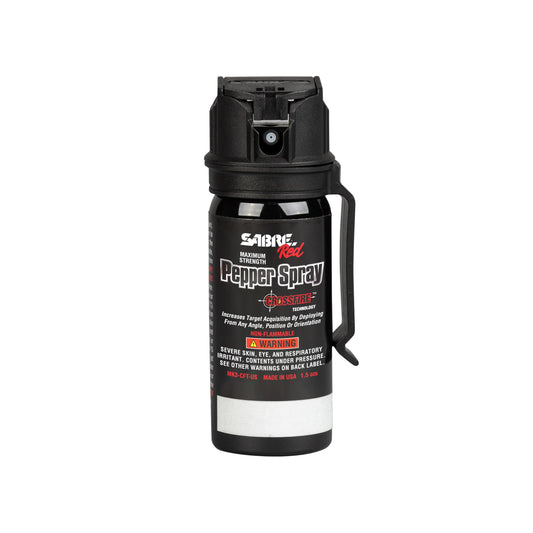 SABRE Crossfire Pepper Spray for Self Defense, Deploys at Any Angle, Maximizes Target Acquisition Against Multiple Threats, Easy Carry Belt Clip Safety Flip Top Max Police Strength OC Spray, 1.5 fl oz