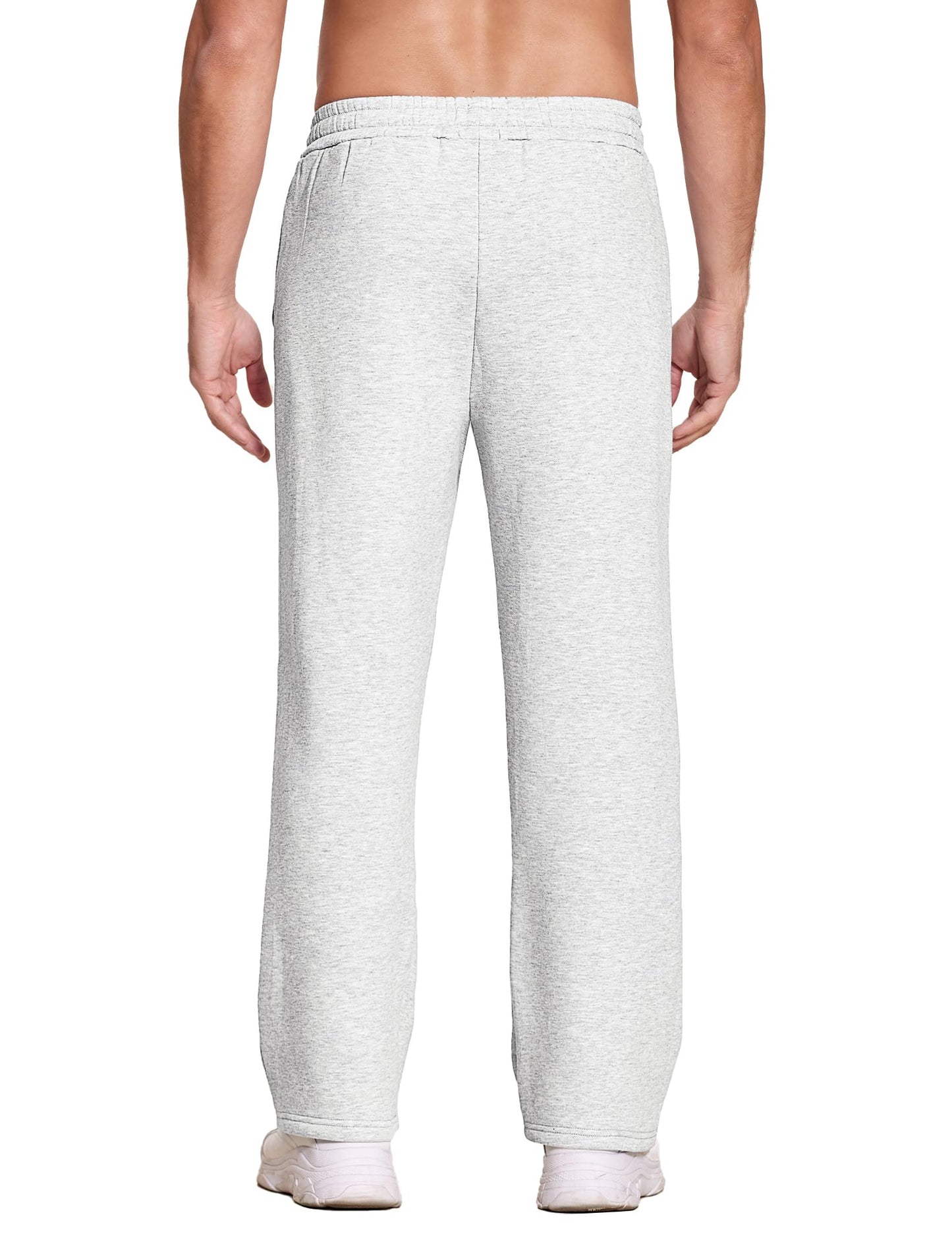 Deyeek Men's Fleece Lined Sweatpants Open Bottom Loose Grey Sweat Pants for Mens Baggy Thick Cotton Lounge Pants with Pockets