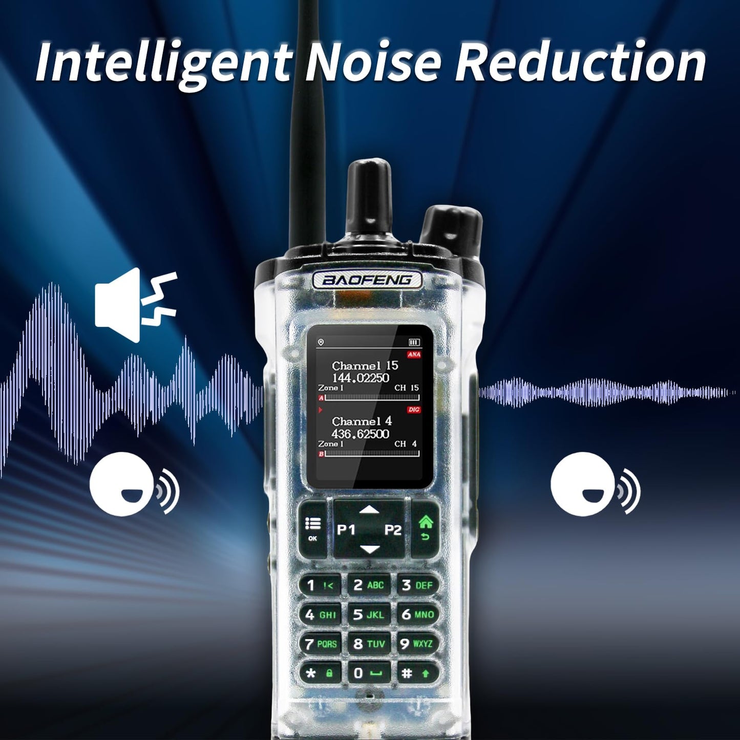 BAOFENG DM-32 DM32 10W DMR Ham 2 Way Radio GPS Matching Writing Frequency Satellite Positioning Type-C DM32(1PC) (Transparent)