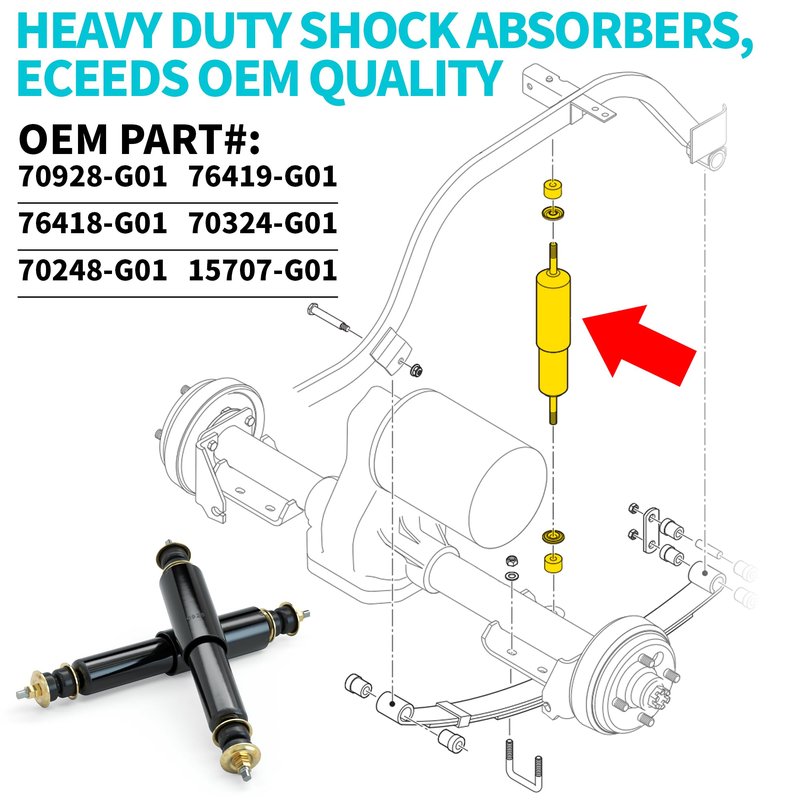 10L0L Upgraded Golf Cart Front Rear Shock Absorber for EZGO TXT & EZGO Medalist 1994-up, OEM# 70928-G01 76418-G01, 4 PCS