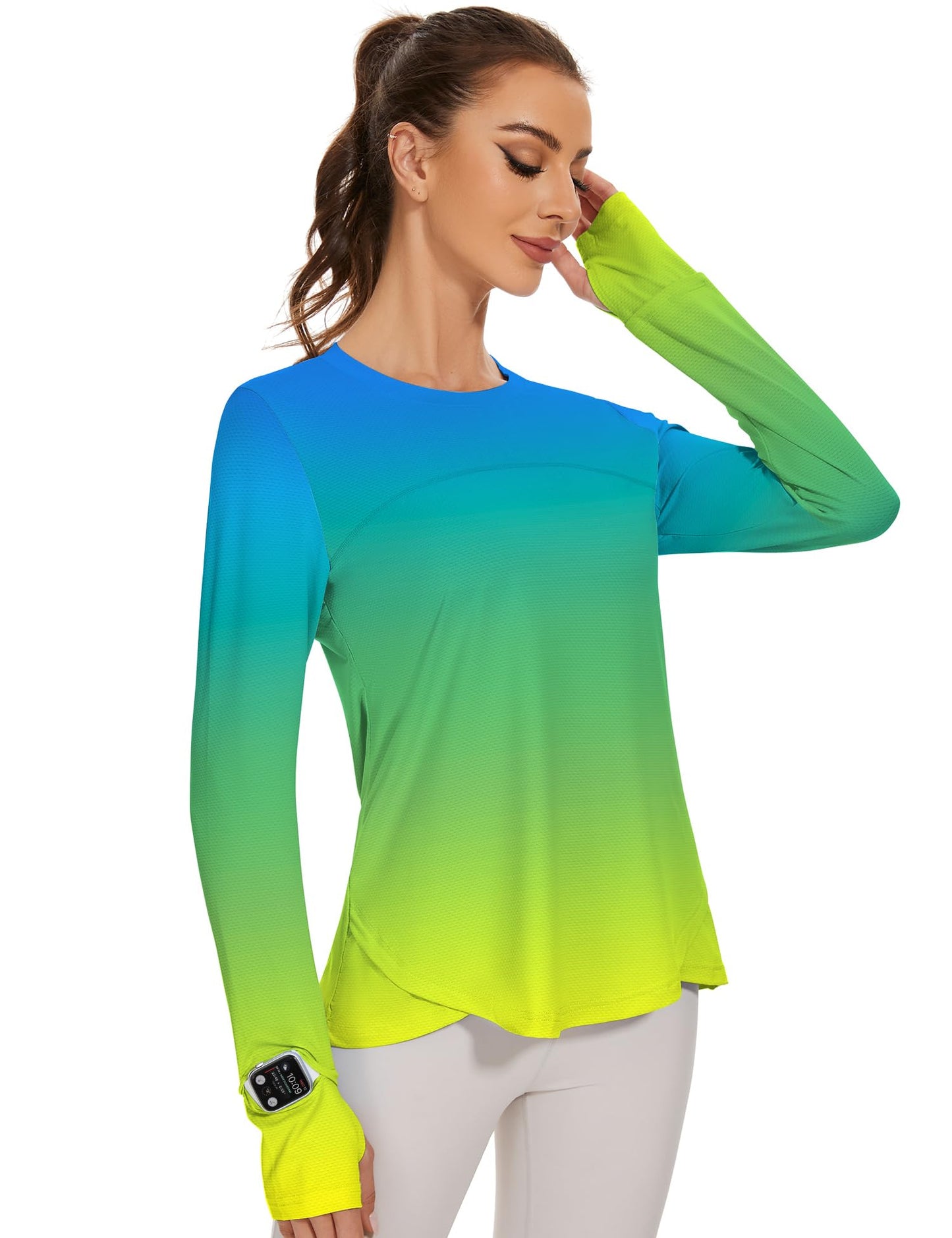 Blingfit Womens Printed UPF 50 Sun Shirt Long Sleeve Swim Rash Guard M