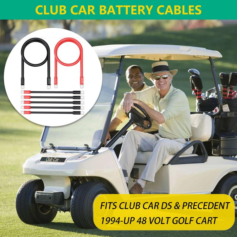 FIXHAWK Club Car Battery Cables Wiring Kit for Club Car DS & Precedent 1994-up 48 Volt Golf Cart, 4 Gauge Pure Copper Heavy Duty Golf Cart Battery Cables (7 PCS)