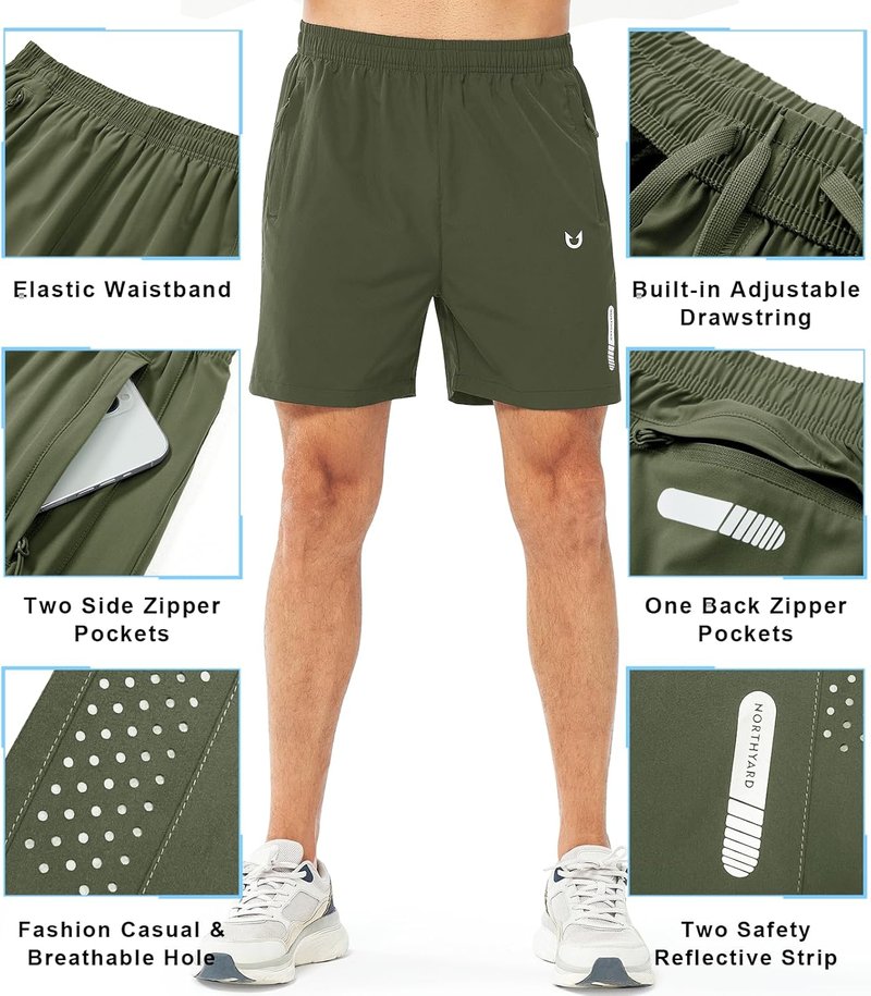 Men's Athletic Running Shorts - Quick Dry Lightweight Gym Workout | 5"/7"/9" Sizes for Basketball & Tennis