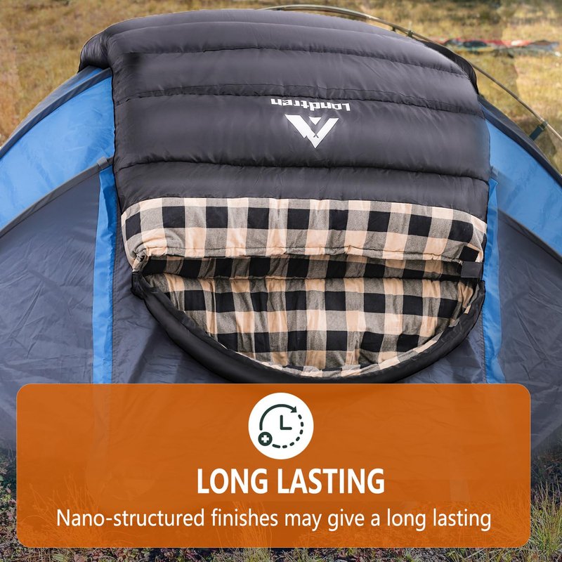 Londtren Large 0 Degree Sleeping Bags for Adults Cold Weather Sleeping Bag Camping Winter Below Zero 20 15 Flannel Big and Tall XXL LeftZip