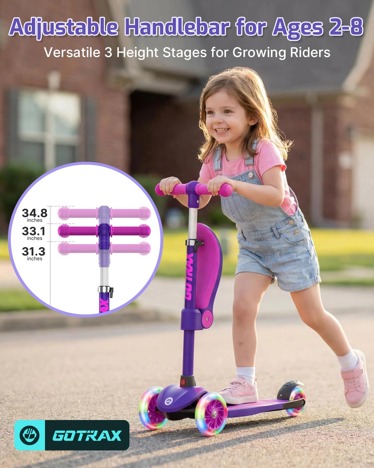Gotrax KS3 Kick Scooter with Seat, 3 Wheels for Kids Age 2+, Gifts