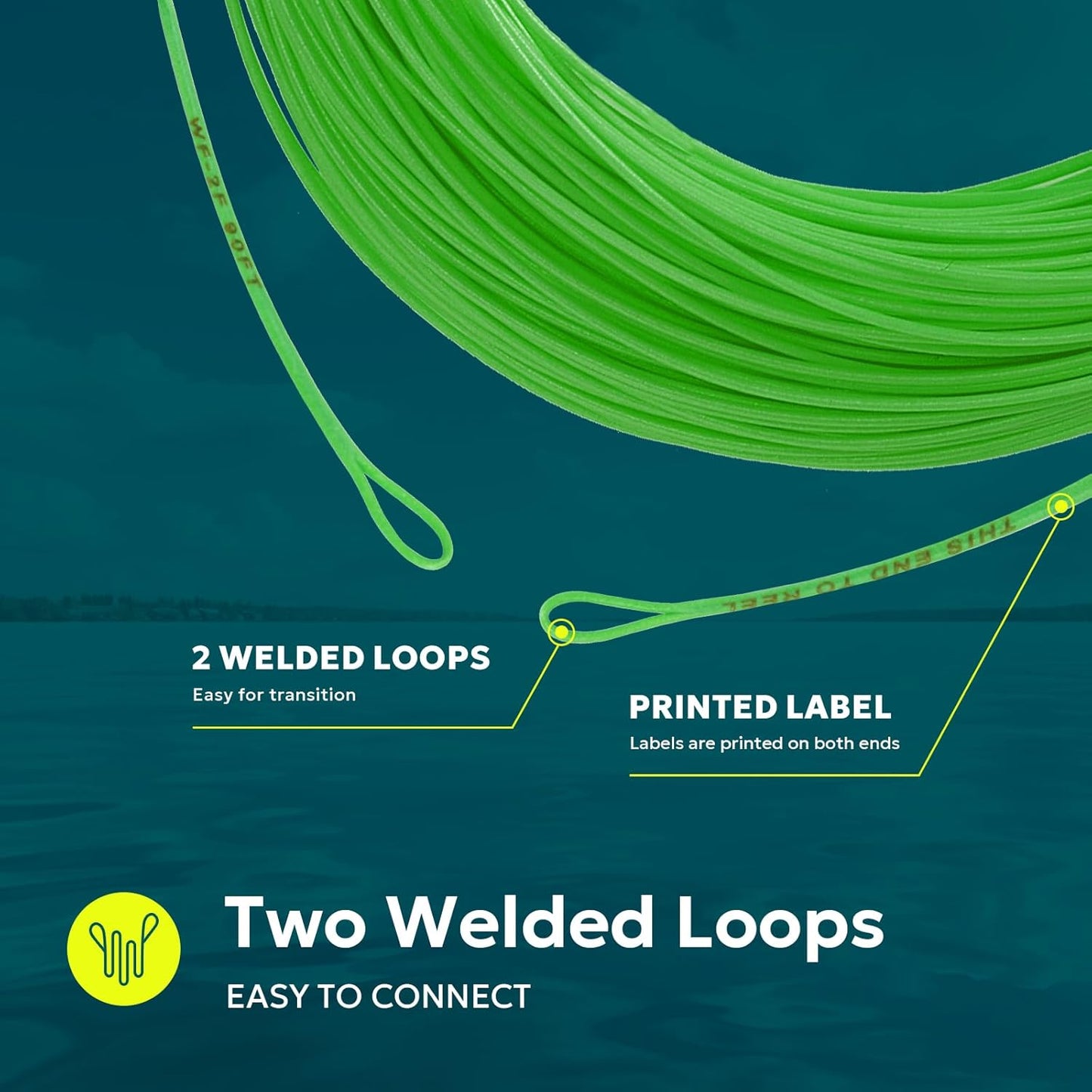 Fly Fishing Line - Weight Forward Floating Line with Two Welded Loops | 90FT Multi-Color for Trout (WF2-9)