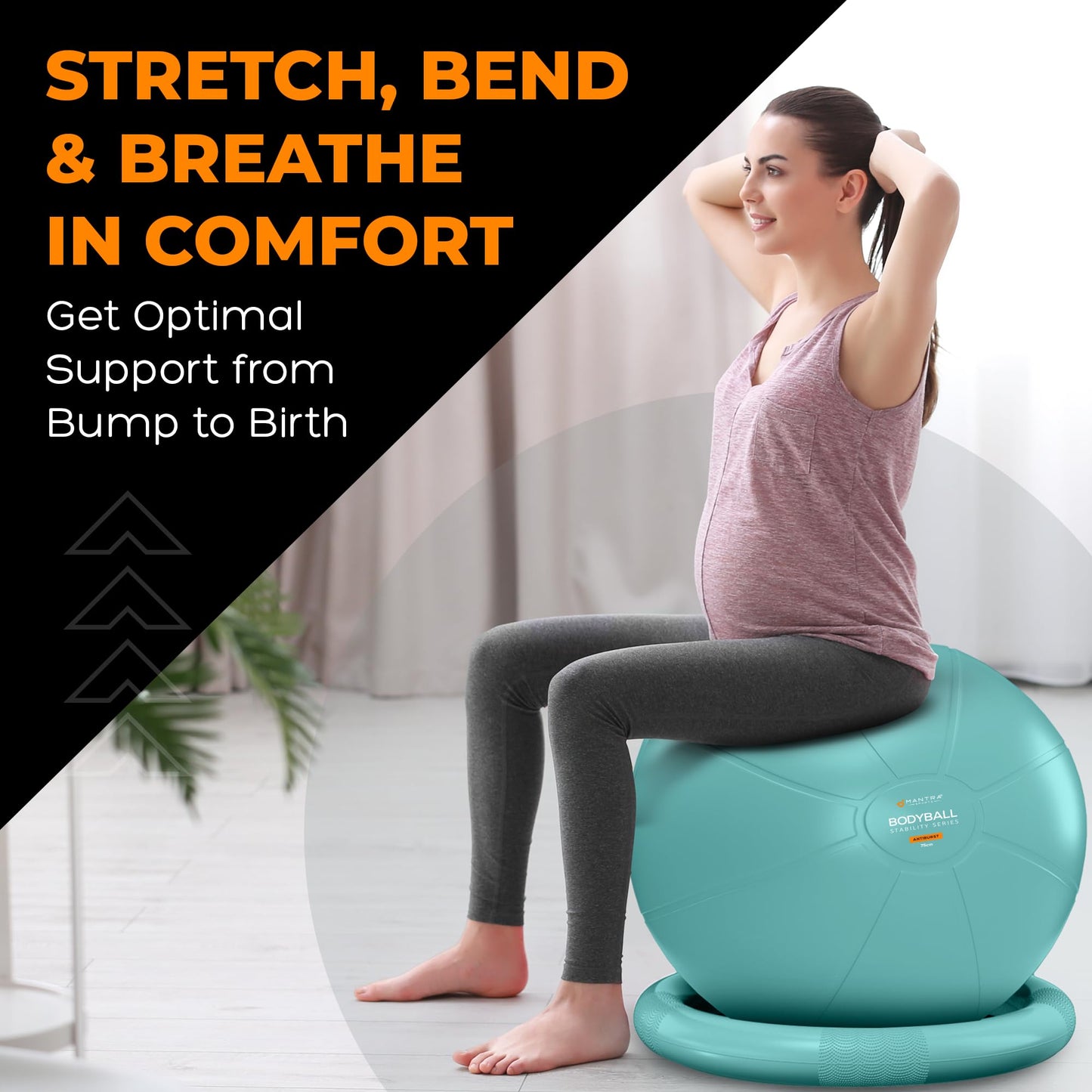 Yoga Ball Chair Exercise Ball Chair for Office with Base, Yoga Ball for Pregnancy Ball Stability Ball & Birth Ball for Labor, Swiss Ball Gym Ball for Exercising, Workout Ball Fitness Ball for Desk