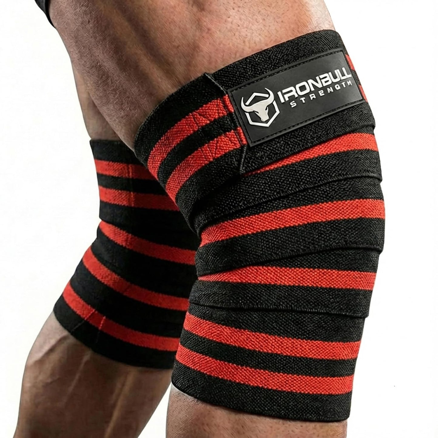 Knee Wraps for Weightlifting - 80" Elastic Knee Straps for Squats and Weight Lifting - Lifting Knee Wraps for Strength & Compression Wrap - Knee Support for Squatting, Powerlifting, Gym (Black/Red)