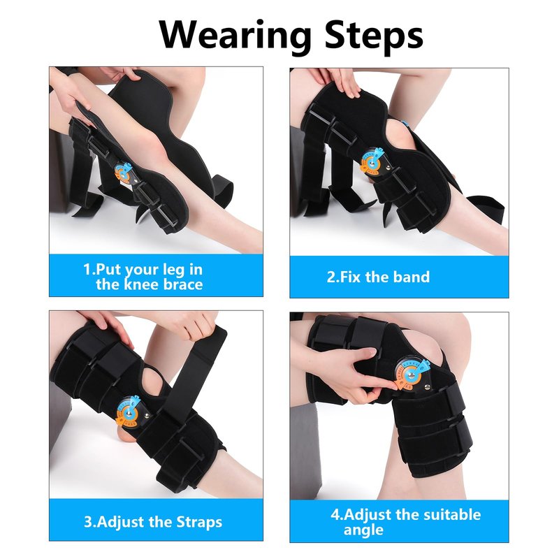 Hinged ROM Knee Braces Adjustable Knee Immobilizer Support for Knee Pain ACL MCL PCL Arthritis Meniscus Tear Post OP Recovery for Men and Women Side Stabilizers Torn Meniscus Orthopedic Orthosis (Basic Version, Medium)
