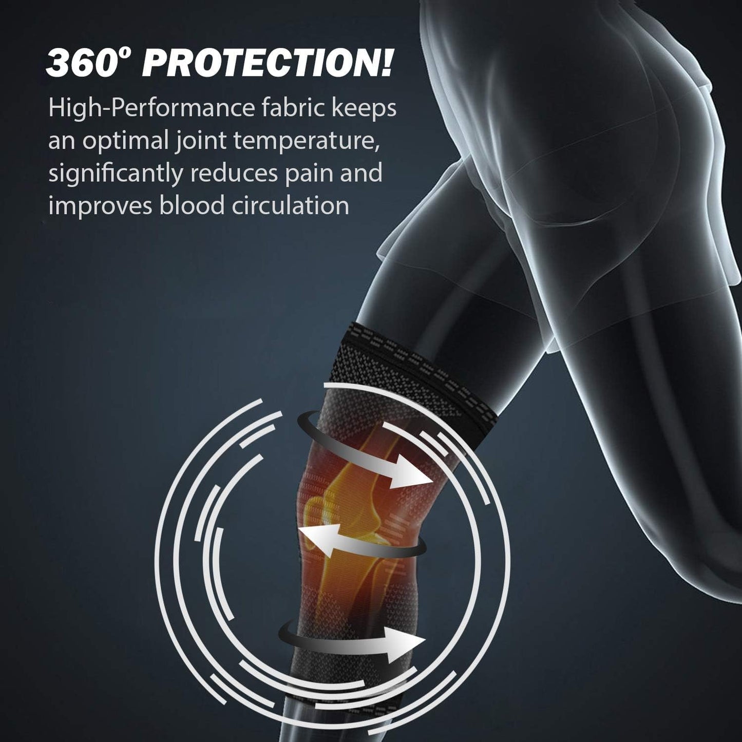 Knee Compression Sleeve - Ultimate Support for Running, Basketball & Weightlifting | Black, Large