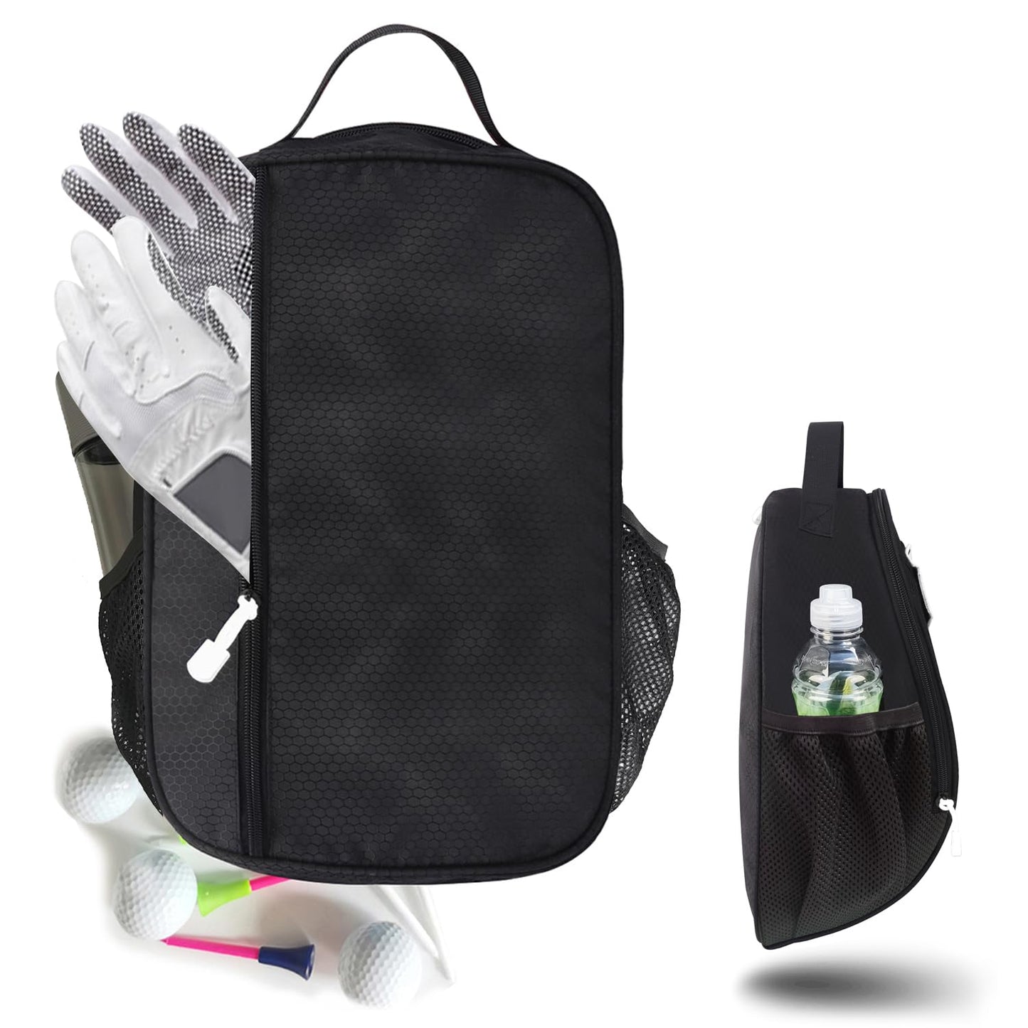 yoson.k Sports Soccer Shoe Gloves Carring Zipped Bag with Patches (1, Black)