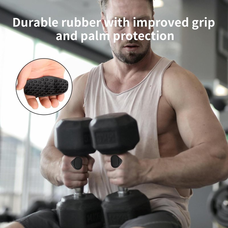 KYLINFIT Weight Lifting Grips for Men & Women – 4 Pack Anti-Slip Rubber Gym Grips, Fingerless Workout Gloves for Weightlifting, Pull-Ups, Deadlifts, Dumbbells & Strength Training
