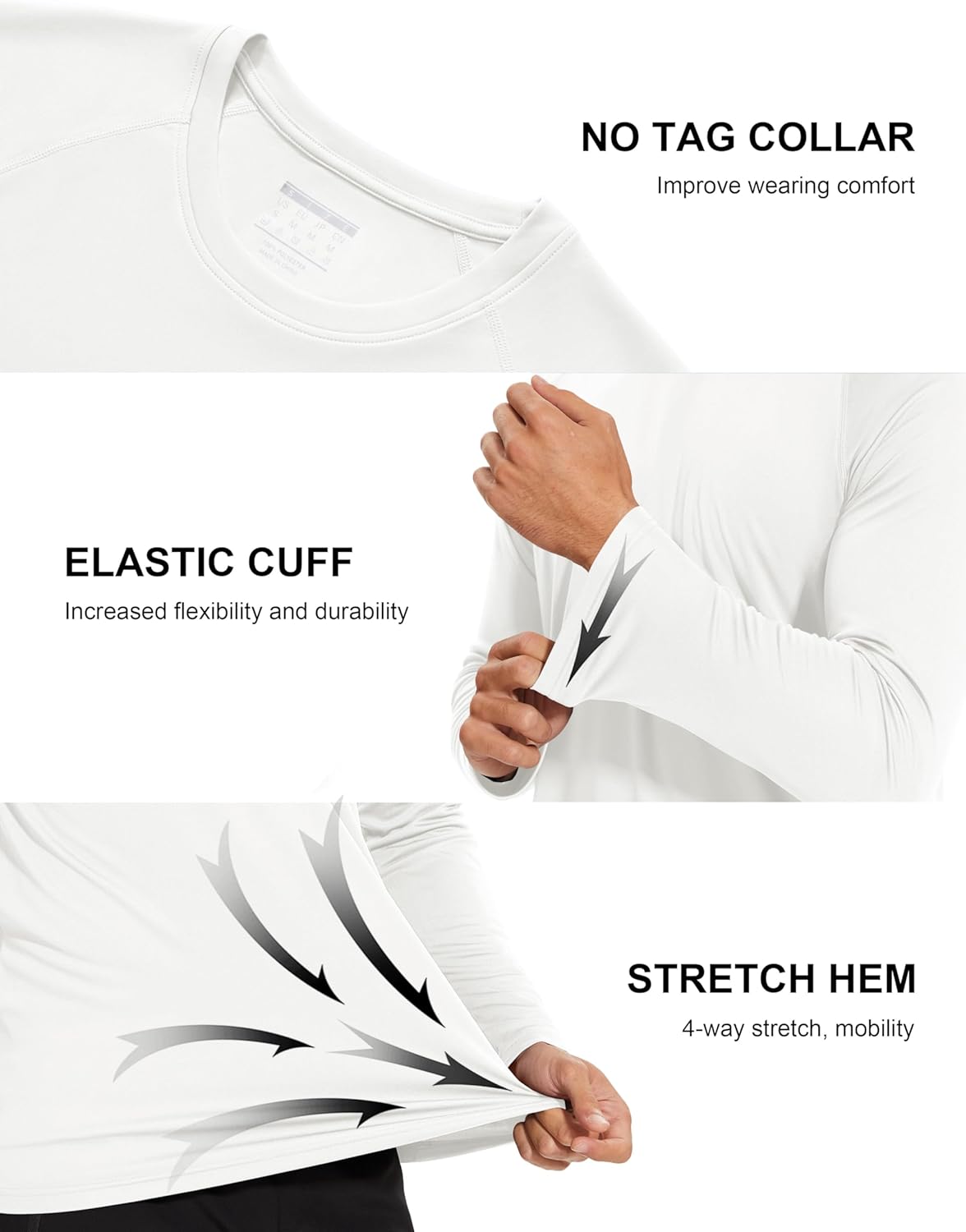 MAGCOMSEN Men's Long Sleeve Athletic Shirt - UPF 50+ UV Sun Protection for Hiking & Running