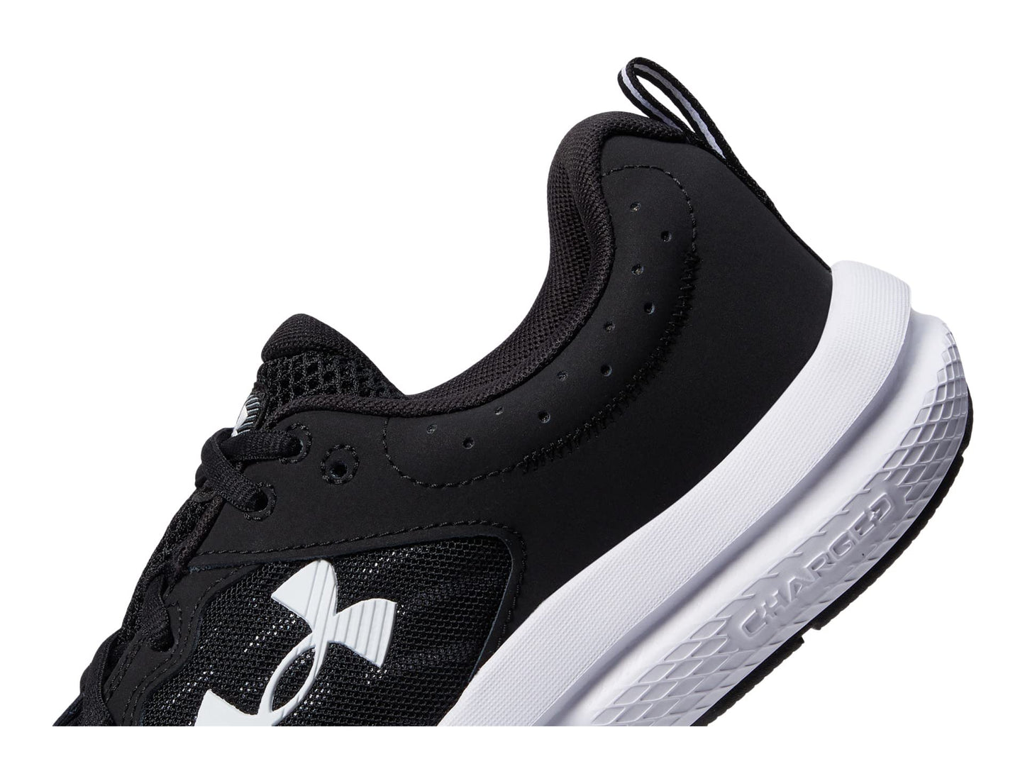 Under Armour Men's Charged Assert 10 Shoes, (001) Black/Black/White, 9 Wide